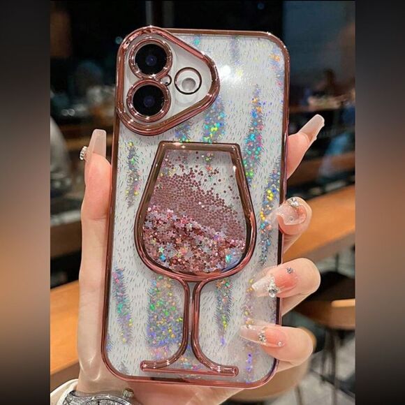Glitter Wine Glass I-Phone 16 Pro Max Case - Picture 3 of 6